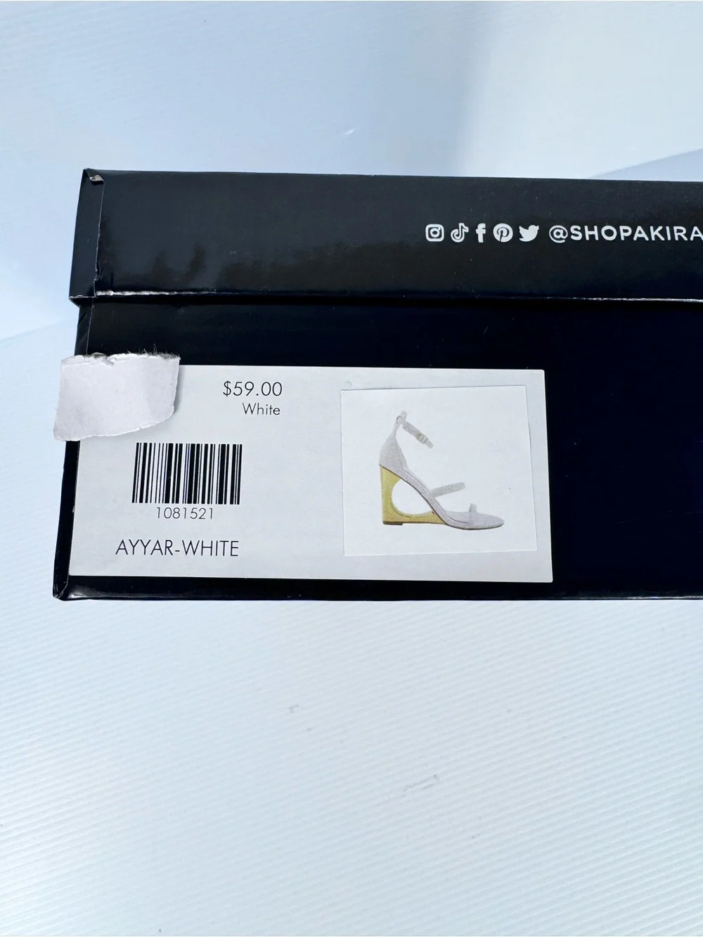 AKIRA Ayyar White & Gold Sculptural Wedge Heels Strappy Sandals